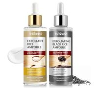 Siero Coreano Esfoliante al Riso Skincare,Peeling Viso Riso 100ml+ Riso Nero 100ml,Esfoliante Delicato con AHA BHA e Niacinamide, Rimuove Cellule Morte,Riduce Pori e Punti Neri,Pelle Liscia e Luminosa