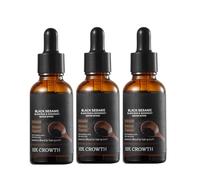Siero di crescita dei capelli di sesamo nero, olio di sesamo nero per capelli, riso blac-k e spray per l'acqua di rosmarino, promuovere la crescita dei peli, volumizzante e idratante per capelli (3PC)