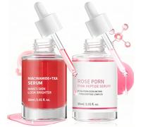 Siero Niacinamide viso, Siero Niacinamide & PDRN Pink Peptide Serum Dark Spot Correcting Glow Serum Set-Uniforma il Tono della Pelle e Riduce le Linee Sottili-2 * 30ml