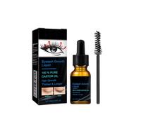 Siero per ciglia all'olio di ricino puro al 100% - 10 ml. Olio nutriente naturale per sopracciglia per ciglia più folte e piene, nutriente in profondità e delicato, con pennellino applicatore incluso