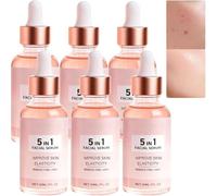 Siero viso 5 in 1 antirughe, con vitamina C, acido ialuronico, collagene, siero schiarente per macchie scure, riduce le linee sottili, tonificante, essenza idratante (6 pezzi)