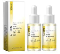 Siero viso 5 in 1, essenza antirughe e rassodante, con acido ialuronico, niacinamide, collagene, VC, VE, antietà, illuminante, nutriente, idratante, riduce le rughe sottili (2PCS)