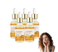 Siero viso illuminante con vitamina C e curcuma - Siero di supporto per l'aspetto delle macchie scure per viso e corpo, olio idratante con squalano vegetale, migliora la pelle opaca (5 bottiglie)
