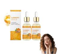 Siero viso illuminante con vitamina C e curcuma - Siero di supporto per l'aspetto delle macchie scure per viso e corpo, olio idratante con squalano vegetale, migliora la pelle opaca (2 bottiglie)