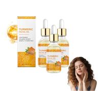 Siero viso illuminante con vitamina C e curcuma - Siero di supporto per l'aspetto delle macchie scure per viso e corpo, olio idratante con squalano vegetale, migliora la pelle opaca (3 bottiglie)