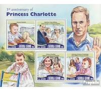 Sierra Leone della Sierra Leone 7493-7496 Minifoglio (completa. Problema.) MNH ** MNH 2016 Principessa Charlotte (Francobolli per i collezionisti) Famiglia reale britannica (Diana, Carlo, Elisabetta..
