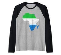 Sierra Leone Flag Africa Continent Silhouette Sierra Leoner Maglia con Maniche Raglan
