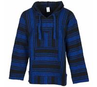 Siesta Felpa con Cappuccio Baja - Maglione Messicano Jerga con Cappuccio Hippie Festival per Uomo e Donna (Blu Navy e Nero, XXL)