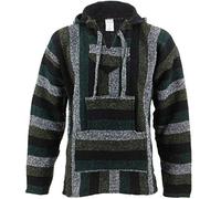 Siesta Felpa con Cappuccio Maglione Messicano Baja Jerga Festival Surf Hippy - Menta Verde, M