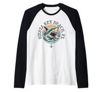 Siesta Key Beach FL - Design a Forma di squalo Maglia con Maniche Raglan