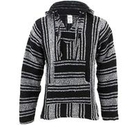 Siesta Mexican Baja Jerga - Top hippie con cappuccio naturale e nero, Nero e bianco, XL