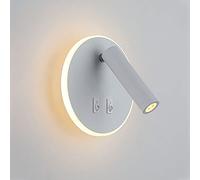 Siet Applique A LED Regolabile con Interruttore, Lampada da Parete con Base Rotonda, Faretti Girevoli per Testiera Moderna per Soggiorno, Camera da Letto, Comodino, Lampade da Lettura