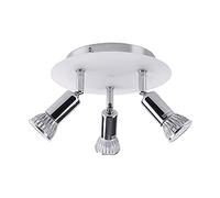 Siet Faretto da soffitto Plafoniera multidirezionale a 3 Vie, Faretto d'accento Regolabile a Montaggio Superficiale, Faretti da soffitto con Piastra Rotonda cromata per Cucina Camera da Letto