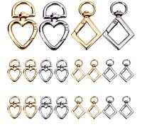 SieTin 20 Pezzi Moschettone Girevole Portachiavi a Forma di Cuore Moschettoni in Lega Gancio Girevole Portachiavi per Borse, Zaini, Cinture Decorazioni Fai da Te Argento/Oro