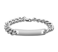 Siezmont by Trendhim Bracciale da uomo in argento 925 con piastra di incisione, catena a maglia barbazzale larga 10 mm con chiusura a moschettone, design danese, accessorio casual, medium, metallo