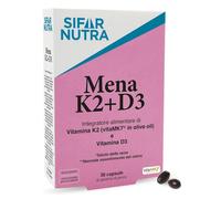 Sifar Nutra Mena K2+D3 | Vitamina K2 MK-7 e D3 | 30 pz Capsule