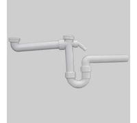 Geberit Sifone per 2 lavelli 152597111 – Extra lungo Ø 40 mm 1 1/2 pollici – Universale bianco