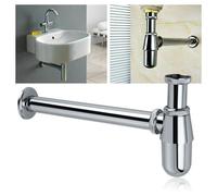 SIFONE A BOTTIGLIA PER LAVANDINO LAVABO SCARICO 1" 1/4 CROMATO CON ROSONE 69373