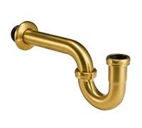 Sifone a P in ottone massiccio calibro 18, diametro esterno 3,8 cm, connettore tubolare in ottone resistente, tubo a J curvatura a J, kit di scarico decorativo per lavandino del bagno, con flangia e