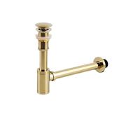 Sifone a P, Sifone for bottiglia in ottone, colore titanio dorato, for scarico del lavandino bagno con e senza troppo pieno(Type 1)