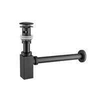 Sifone a P, Valvola di scarico in ottone for lavandino e lavabo multicolore(Black Overflow)
