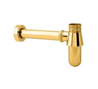 Sifone a parete in ottone massiccio stile antico con sifone a bottiglia e scarico a scomparsa for lavabo(Gold)