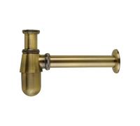 Sifone a parete in ottone massiccio stile antico con sifone a bottiglia e scarico a scomparsa for lavabo(Brushed Bronze)