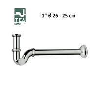 Sifone a "S" TEA OMP 1" ø 26 ispezione laterale ottone cromato canna cm 25