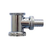 Sifone a T intermedio | acciaio inossidabile | 1 1/4 x 56 mm Ø 32 mm | connettore di scarico | tubo di collegamento per lavatrice | collegamento dispositivi | acciaio inossidabile (cromato)
