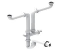 SIFONE A "U" AUTOPULENTE SALVASPAZIO PER LAVELLI A 2 VASCHE O A 1 VASCA E MEZZA ATTACCO 1" 1/2