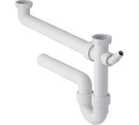Sifone bianco curvo Geberit per due lavelli, con portagomma a gomito, extra-l...