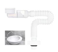 Sifone da 1 1/4 pollici, sifone per ambienti, sifone regolabile a 360°, tubo di scarico con sifone per lavabo, lavatrice e bagno
