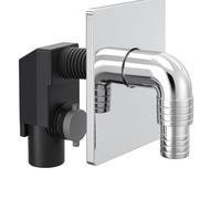 Sifone da Incasso per Lavatrice Ø40 con Placca Bianca - Placca Cromata - Scarico a Parete Compatto e Resistente - Installazione Facile - LEMAG SRL (Cromato)