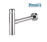 SIFONE ARREDO A VISTA IN OTTONE CROMATO CILINDRICO BOTTIGLIA 11/4 X BAGNO LAVABO