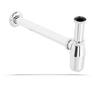 Sifone di scarico a bottiglia per lavabo in ottone cromato da 1" 1/4 con canotto