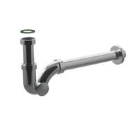 Sifone di scarico a S ottone cromo da 1"1/4 con canotto da 25 per lavabo e bidet