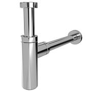 Sifone Di Scarico Tondo Universale In Ottone Cromato Scarico Lavabo 1"1/4 G Con Altezza 12,5 Cm E Profondità 32 Cm Accessorio Bagno Elegante E Resistente Contro Cattivi Odori