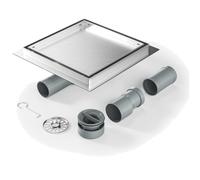 Sifone doccia quadrato 20x20 cm, inox, anti-odore, 2 in 1, drainage, troppo p...