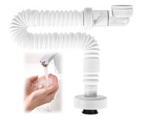 Sifone flessibile da 1/4", sifone a risparmio spazio, allungabile da 380 a 930 mm, sifone regolabile a 360°, per cucina, bagno, lavandino, a prova di odori e perdite