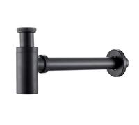 Sifone for lavabo in ottone, attacco a parete, sifone for lavandino, tubo di lavaggio, for del bagno Per Lavelli(Black)