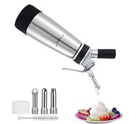 Sifone in acciaio inox Chantilly, Sifone da cucina Professione Syphon in acciaio INOX con crema Chantilly Plus 3 ugelli di decorazione in acciaio inox