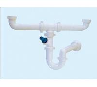 SIFONE IN PVC X LAVELLI A 2 VIE A BASSO INGOMBRO CON ATTACCO LAVASTOVIGLIE.