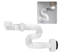Sifone Lavabo Bagno G1 1/4", Regolabile Tubo Scarico Lavandino Cucina, Salvaspazio Flessibile Universale, Antiodore Sifone per Lavello Della Cucina, Fognature, Estensibile da 380 MM a 930 MM