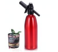 Sifone per acqua frizzante, sifone per soda da 1 l, in alluminio, per la casa, portatile, per acqua gassata, cocktail o acqua gassata, utilizza cartucce di CO2 da 8 grammi (non incluse) (rosso)