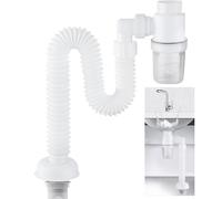 Sifone per con Tubo di Scarico Flessibile - Sifone tubo di scarico 1 1/4" sifone con Antiodore, Scarico lavandino, Kit per Sifone con Tubo In PVC da 29-82 cm, Scarico Lavandino Bagno per Lavandino