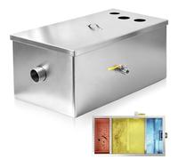 Sifone per grasso commerciale da 54 l, intercettore di grasso in acciaio inossidabile, separatore acque reflue, olio-acqua, per cucina, ristorante, mensa, bar e lavello di catering