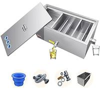 Sifone per grasso in acciaio inox, efficiente separatore di olio-acqua per ristoranti, fabbriche, cucina di casa, design sotto il lavandino con deflettori rimovibili