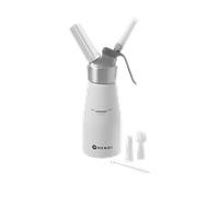 Hendi Sifone per cucina, set di 3 ugelli erogatori ed una spazzolina per la pulizia, per panna montata, mousse, dessert, sifone per panna montata, 0,25L, ø80x(H)200mm, alluminio, bianco, Bianco, 0.25L