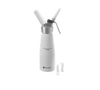 Hendi Sifone per Cucina, Set di 3 ugelli erogatori ed Una spazzolina per la Pulizia, per Panna montata, Mousse, Dessert, sifone per Panna montata, 0,5L, ø80x(H) 260mm, Alluminio, Bianco, Bianco, 0.5L
