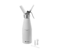 HENDI Sifone per Cucina, Set di 3 ugelli erogatori ed Una spazzolina per la Pulizia, per Panna montata, Mousse, Dessert, sifone per Panna montata, 0,95L, ø95x(H) 320mm, Alluminio, Bianco